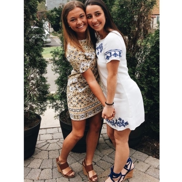 Lulus Dandy Lion Mini Dress S Shift Yellow Print Tile Vacation Party Summer Trip - Picture 6 of 16